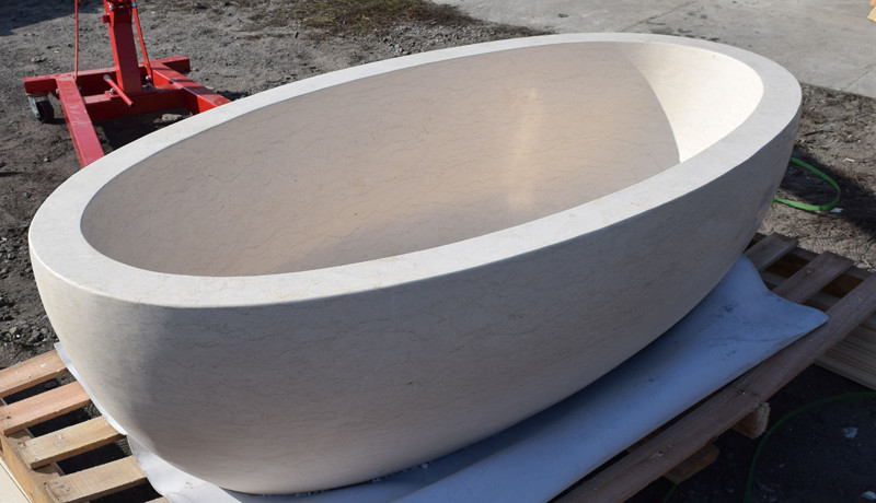 cream marble bathtub