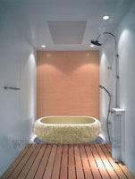 Badewanne aus cremefarbenem Marmor