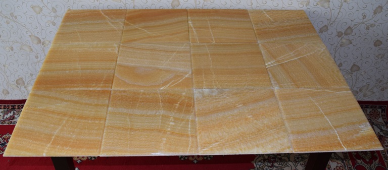 Honey onyx tile with bevelling