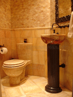 Design der Toilette und Waschbecken Rack in Honig Onyx