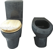 dark grey granite toilet and bidet